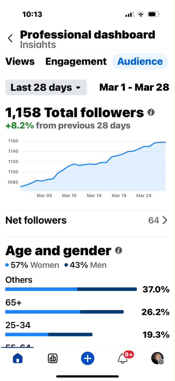 Audience Growth — 1,158 Followers (+8.2%)